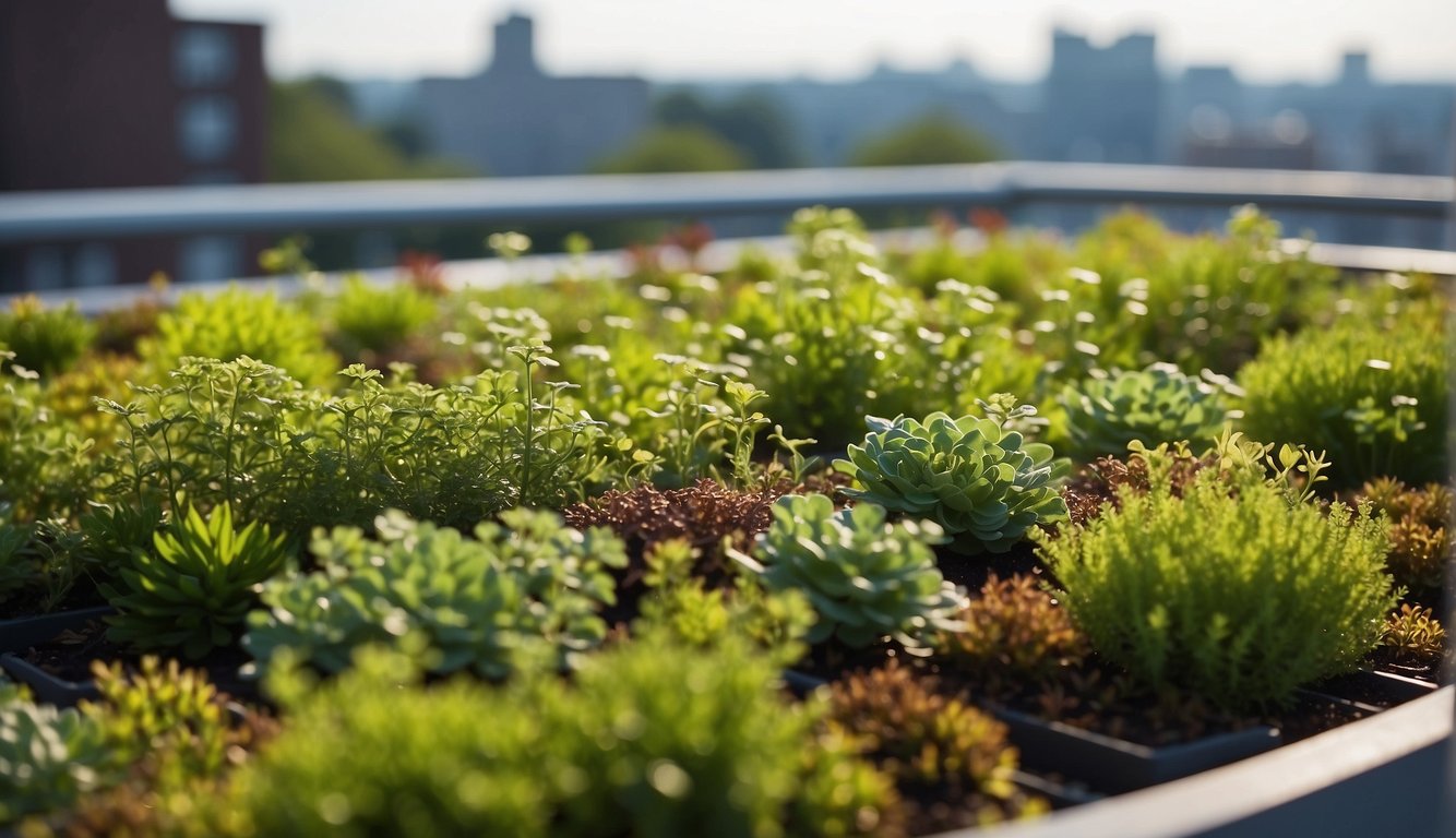 The green roof thrives in all seasons, with vibrant plants adapting to the changing weather