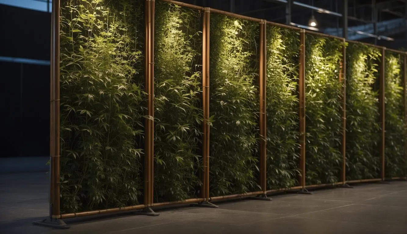 Various eco-friendly privacy screens, such as bamboo, vines, and recycled materials, create a natural barrier between spaces