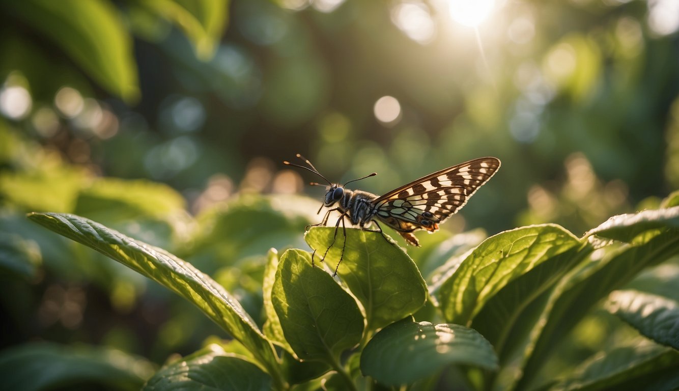 Conclusion: A lush garden with diverse plants and thriving insects. No signs of chemical pesticides. Natural predators keep pest populations in check